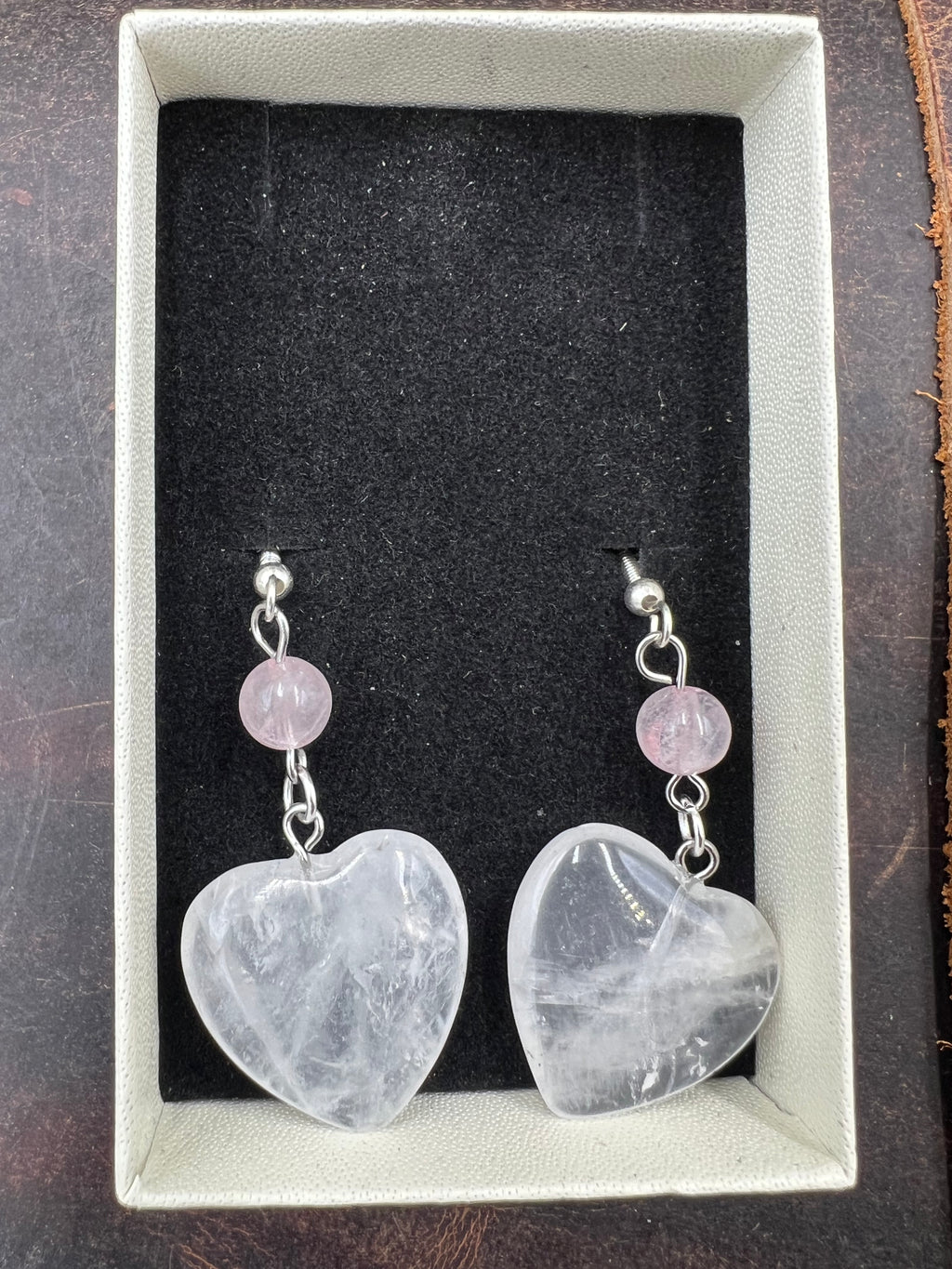 Stone Heart Gem Dangle Earrings