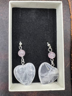 Stone Heart Gem Dangle Earrings