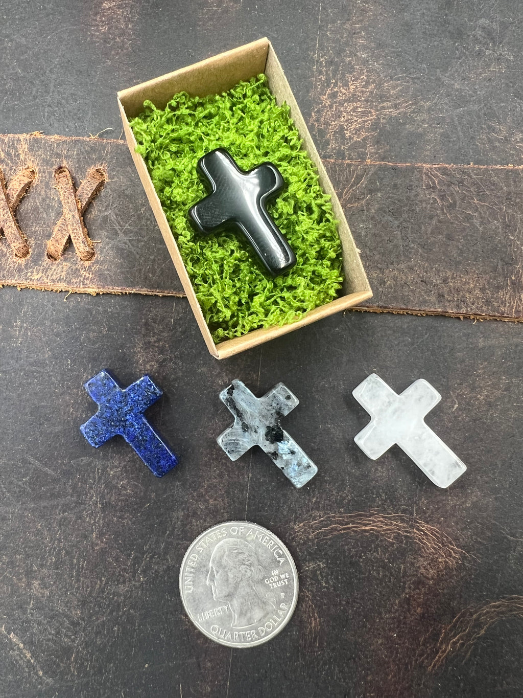 Stone Pocket Cross - 25mm - Motif Metalworks