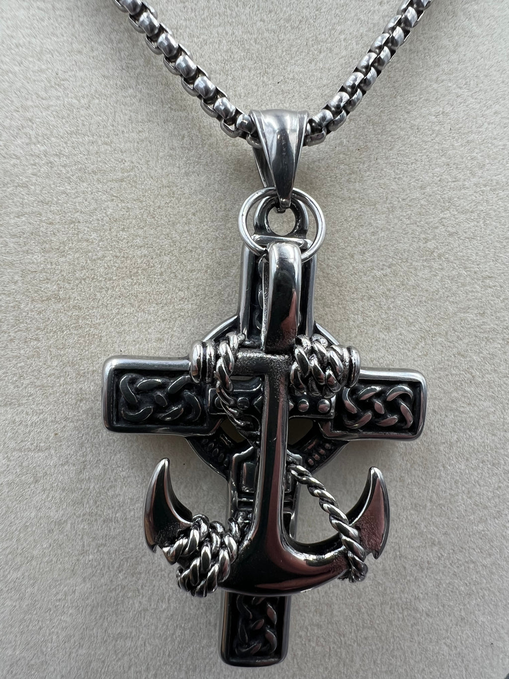 Celtic Fusion - Cross & Nautical Anchor Necklace - Motif Metalworks