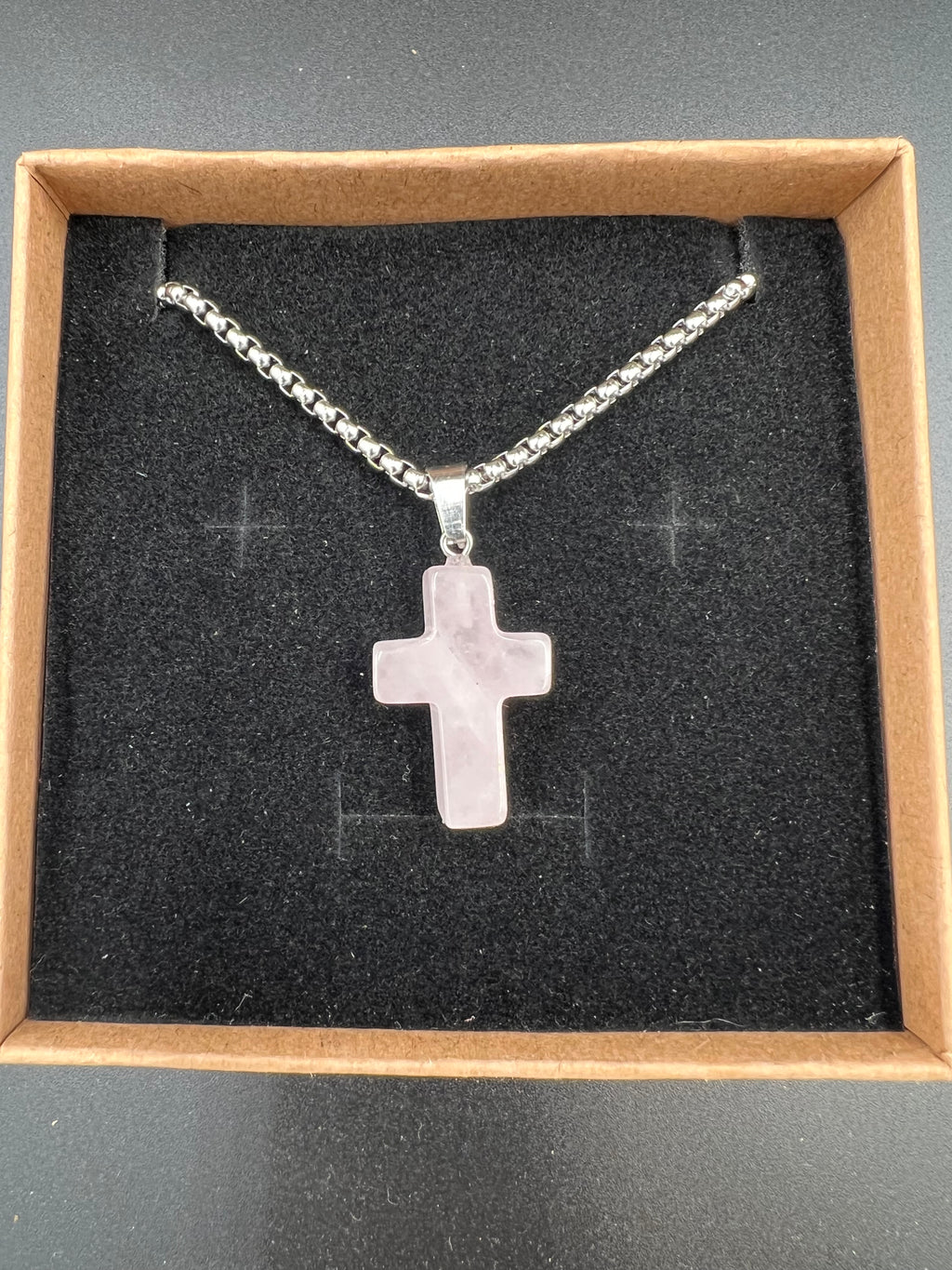 Stone Cross Pendant Necklace - 18-20mm