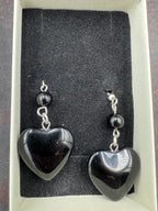 Stone Heart Gem Dangle Earrings