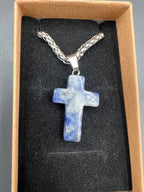 Stone Cross Pendant Necklace - 18-20mm