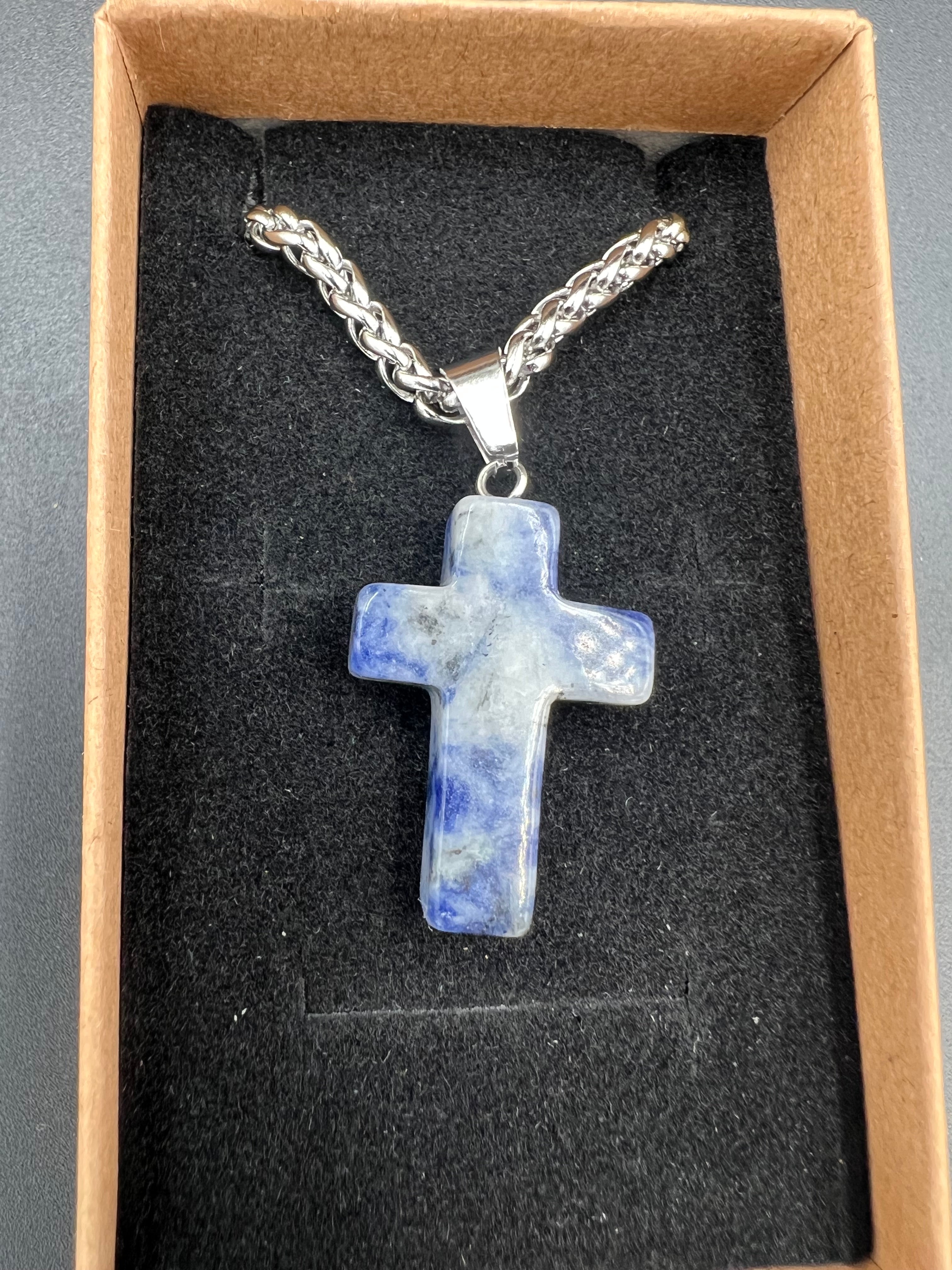 Stone Cross Pendant Necklace - 18-20mm