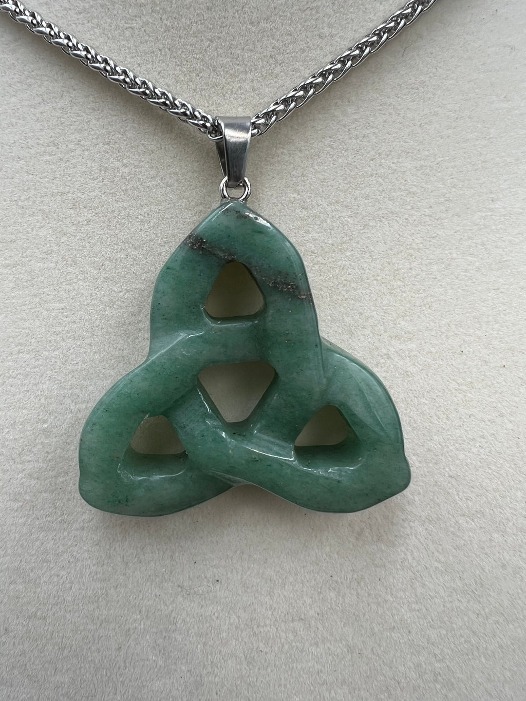 Stone Triquetra Pendant Necklace - 35mm - Motif Metalworks