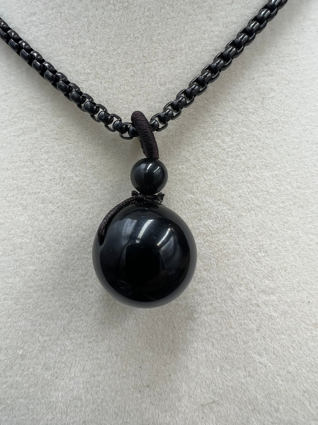 Stone Round Bead Necklace Pendant - 16mm - Motif Metalworks