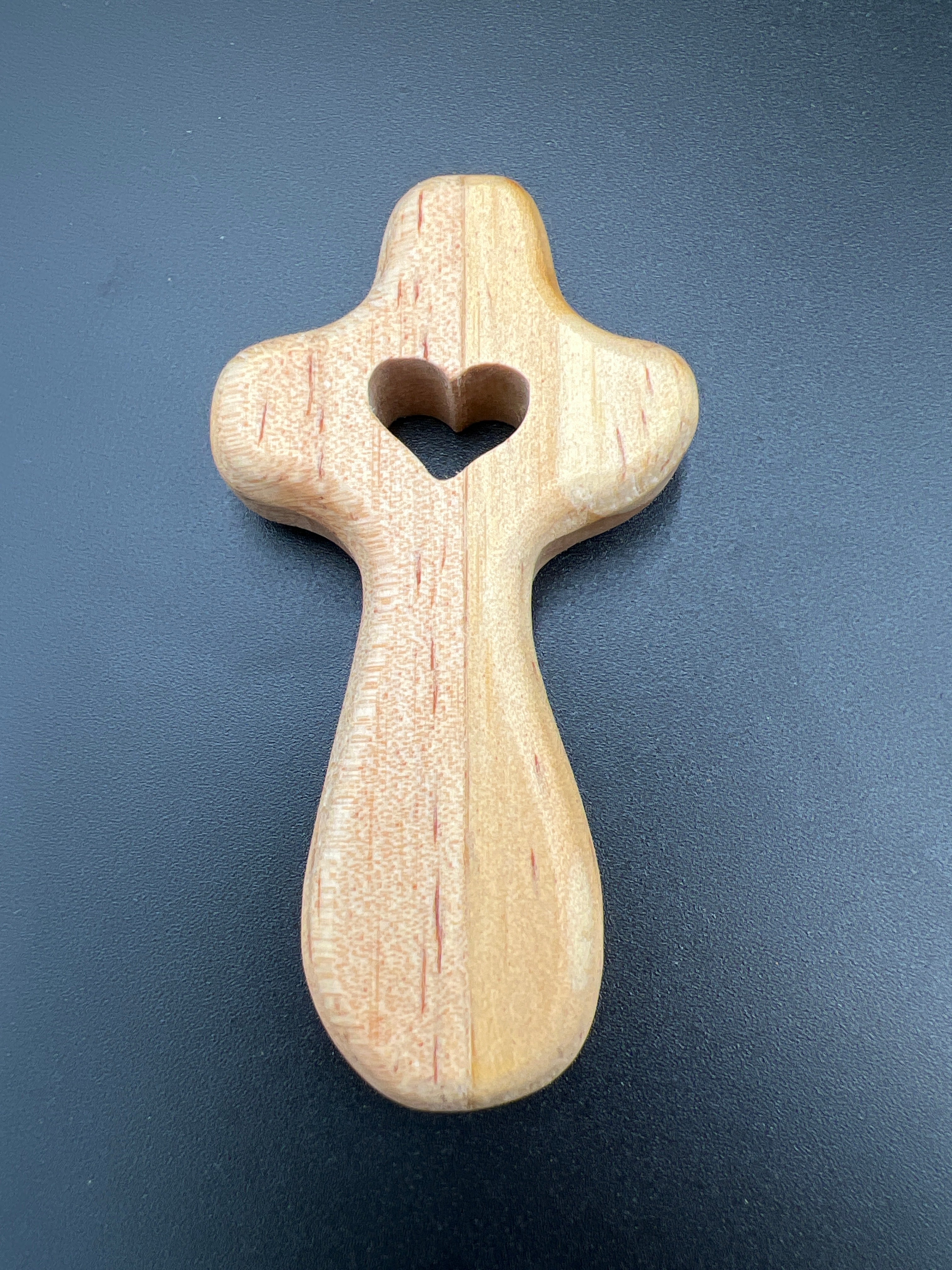 Heart Holding Cross - Natural Wood