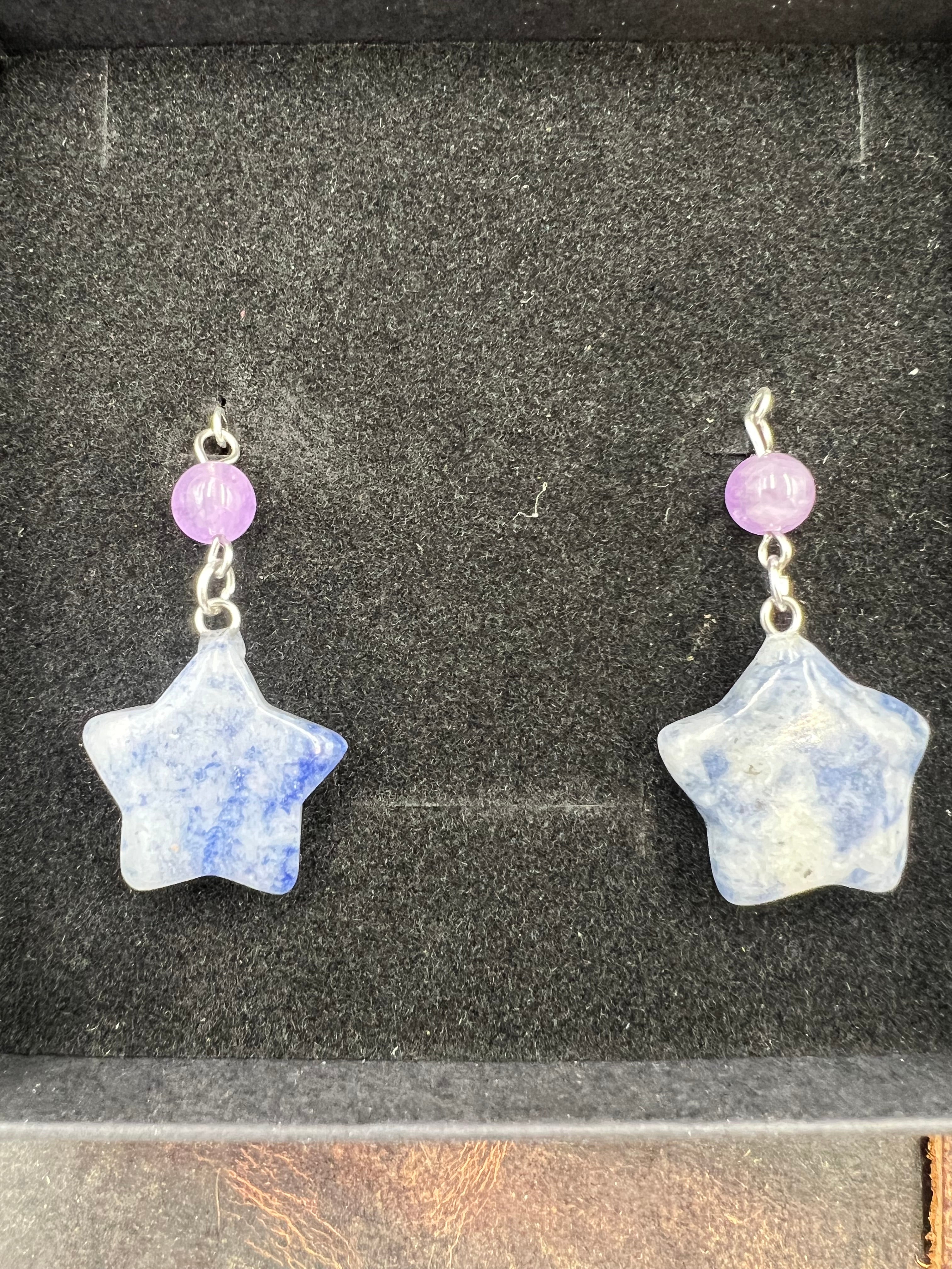 Stone Star Gem Dangle Earrings