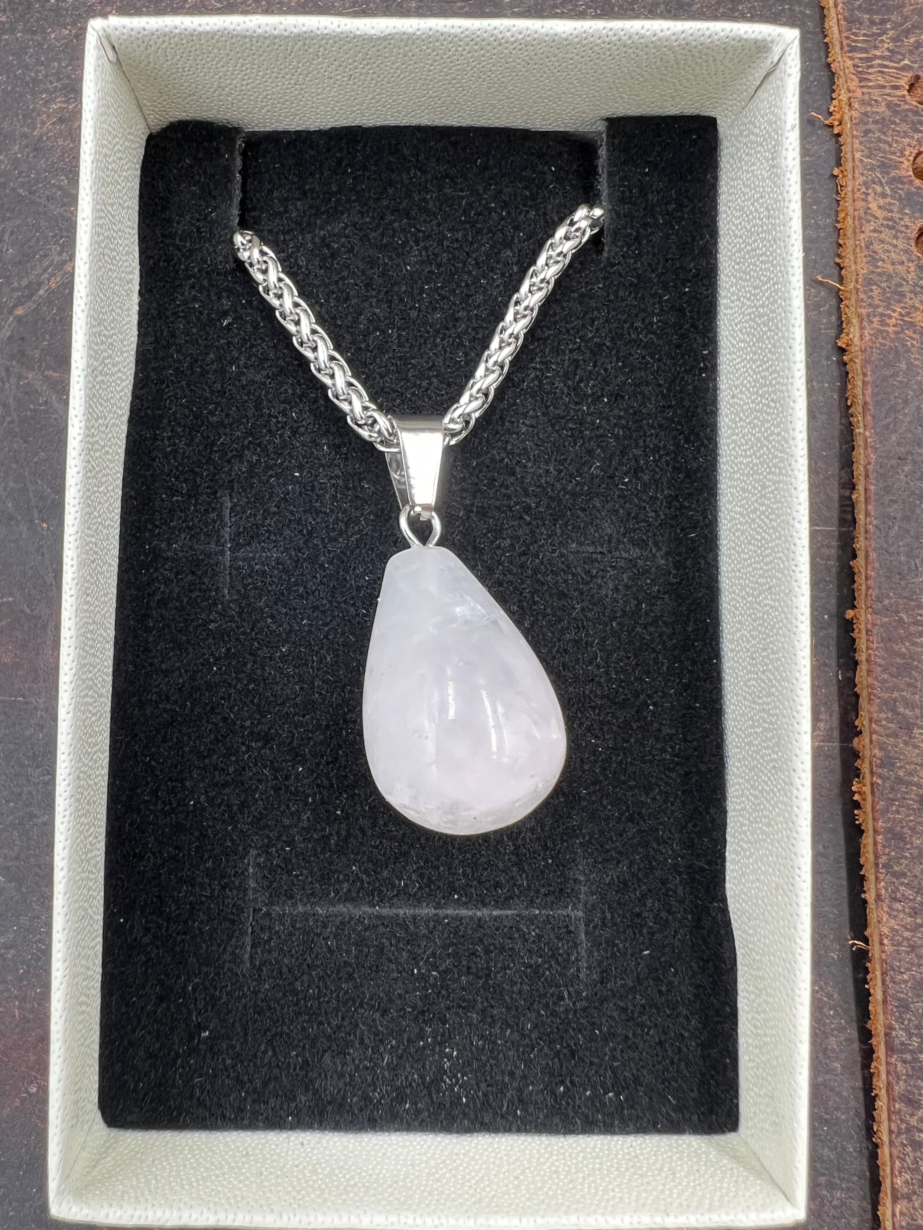 Stone Droplet Pendant Necklace - 18-20mm