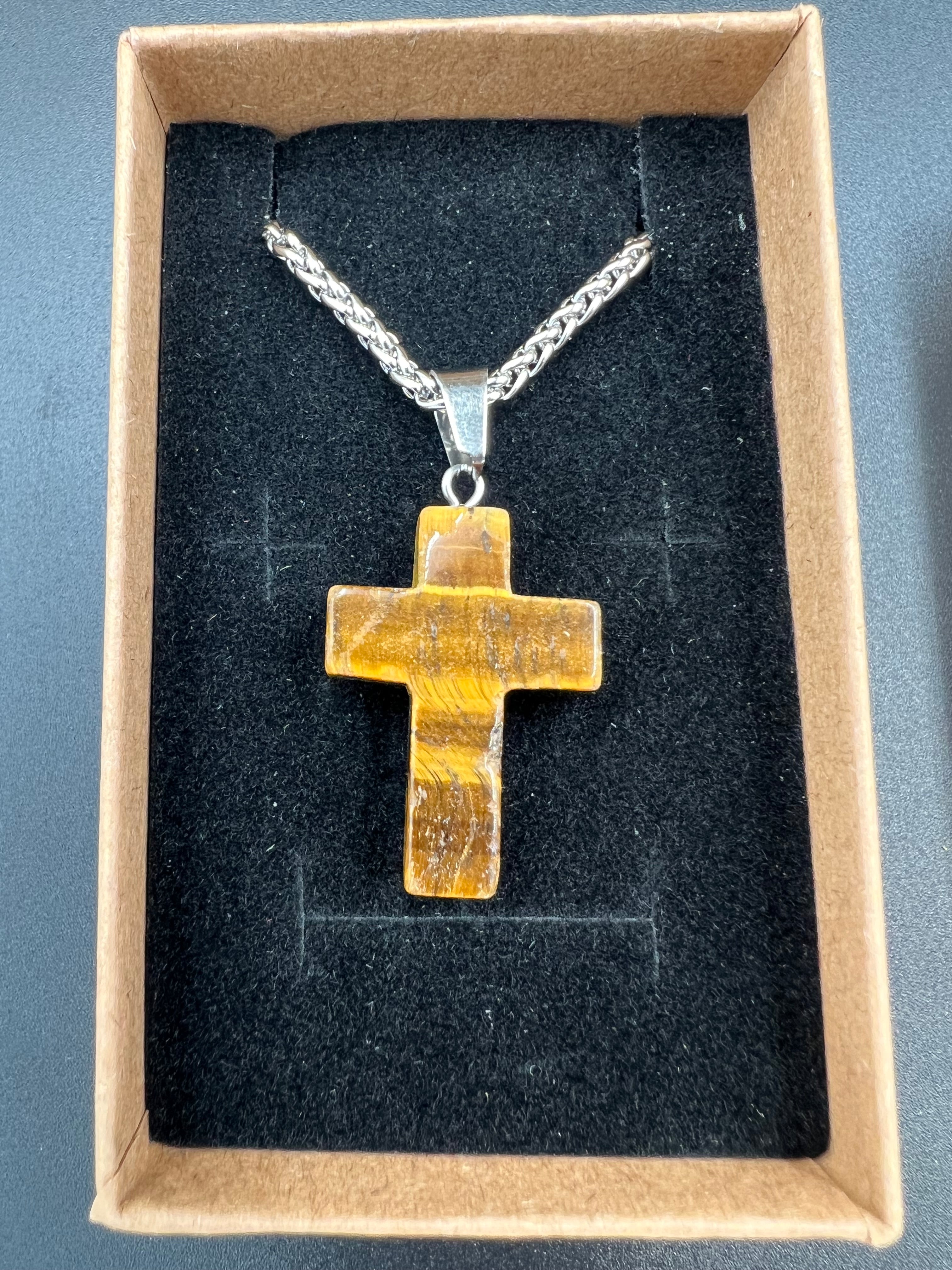 Stone Cross Pendant Necklace - 18-20mm