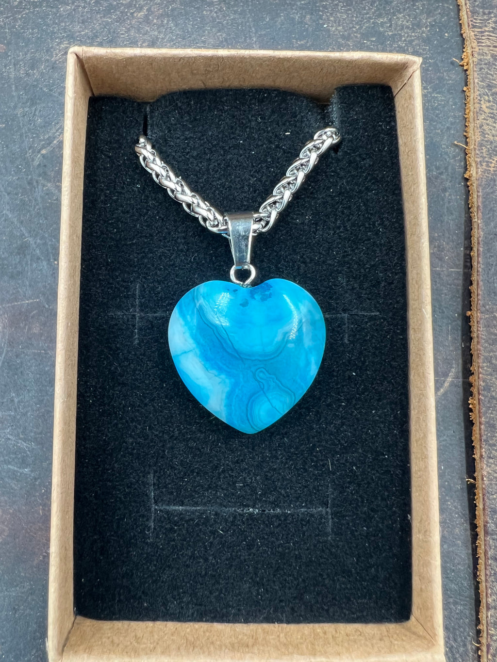 Stone Heart Pendant Necklace - 18-20mm