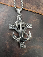 Celtic Fusion - Cross & Nautical Anchor Necklace - Motif Metalworks
