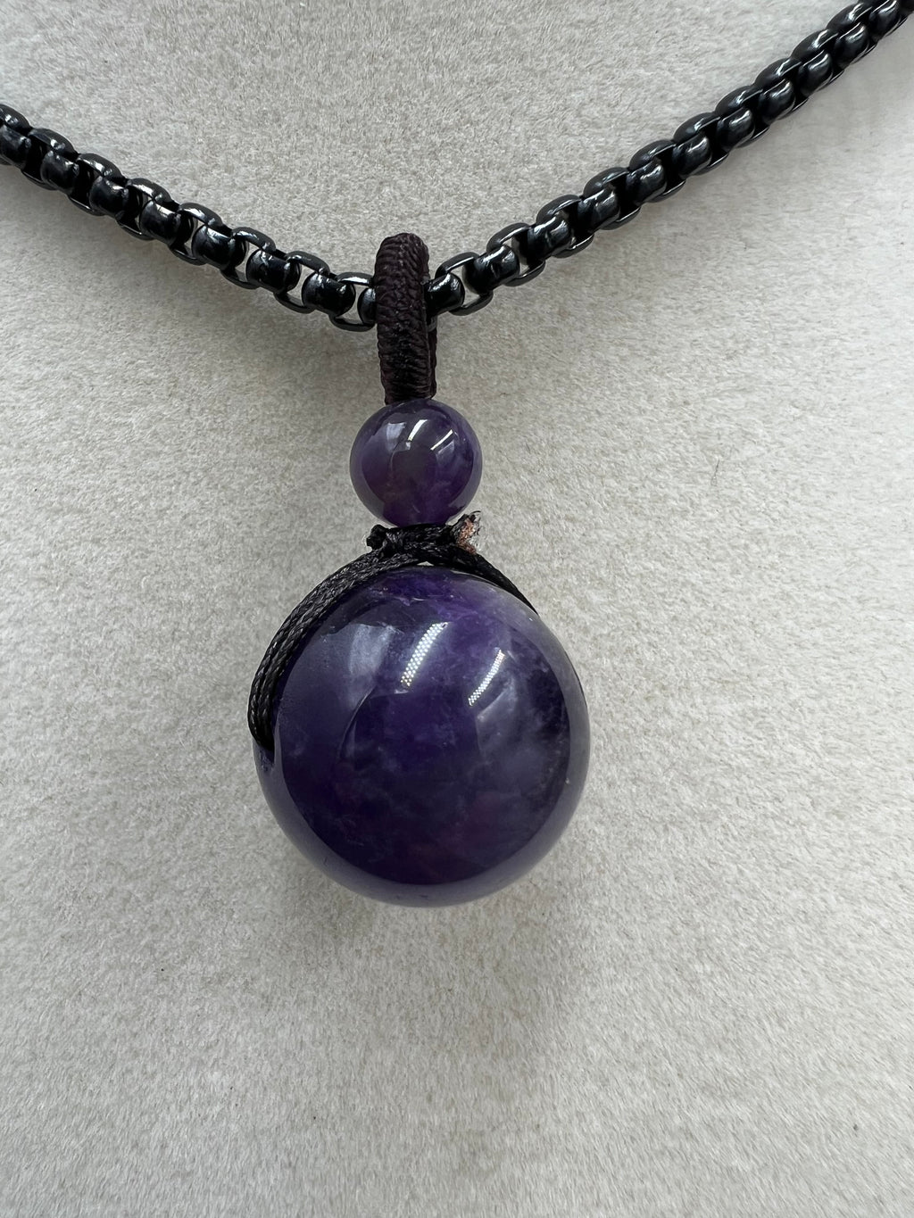 Stone Round Bead Necklace Pendant - 16mm - Motif Metalworks