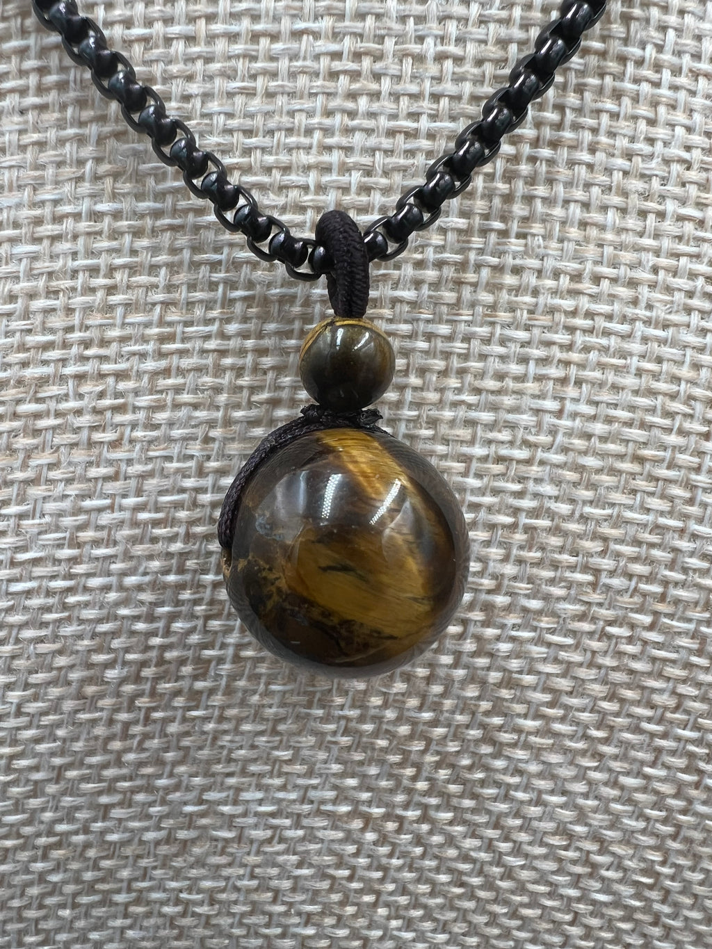 Stone Round Bead Necklace Pendant - 16mm - Motif Metalworks