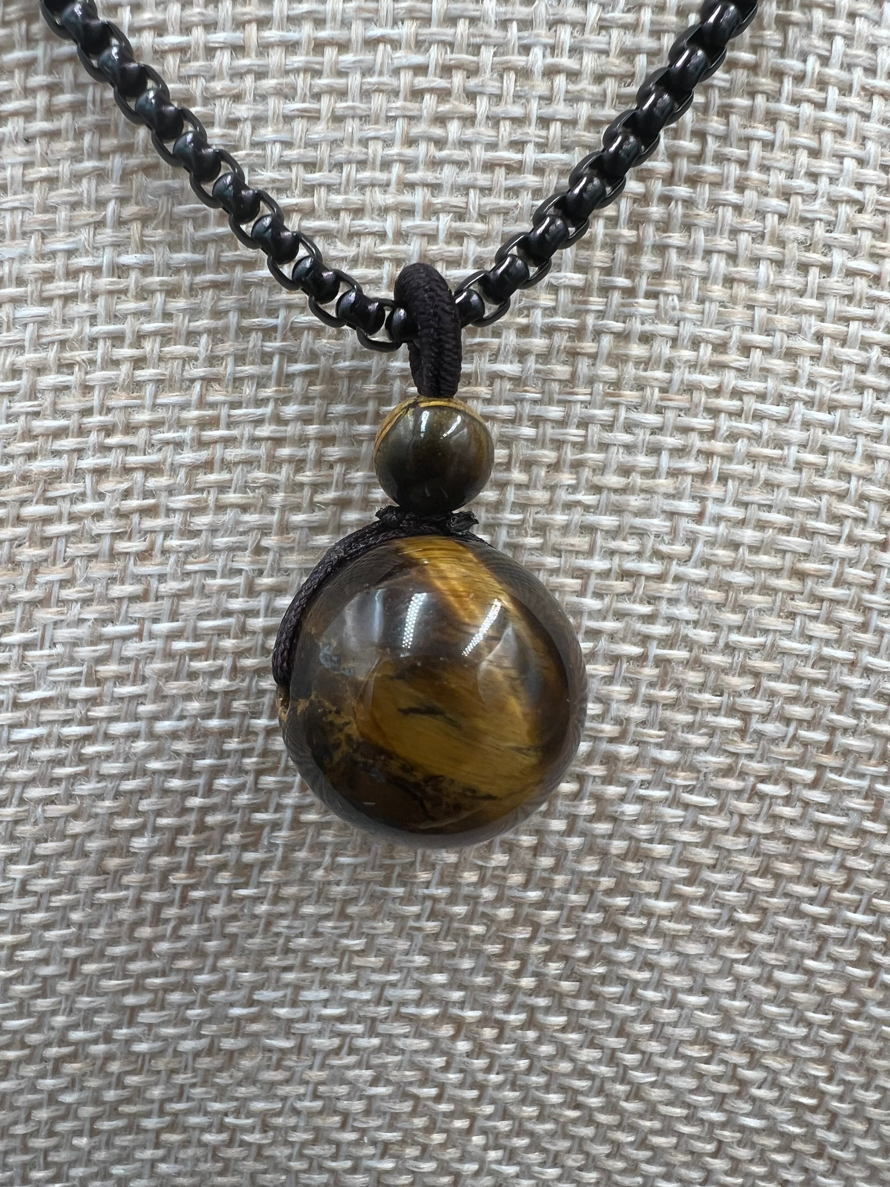 Stone Round Bead Necklace Pendant - 16mm - Motif Metalworks