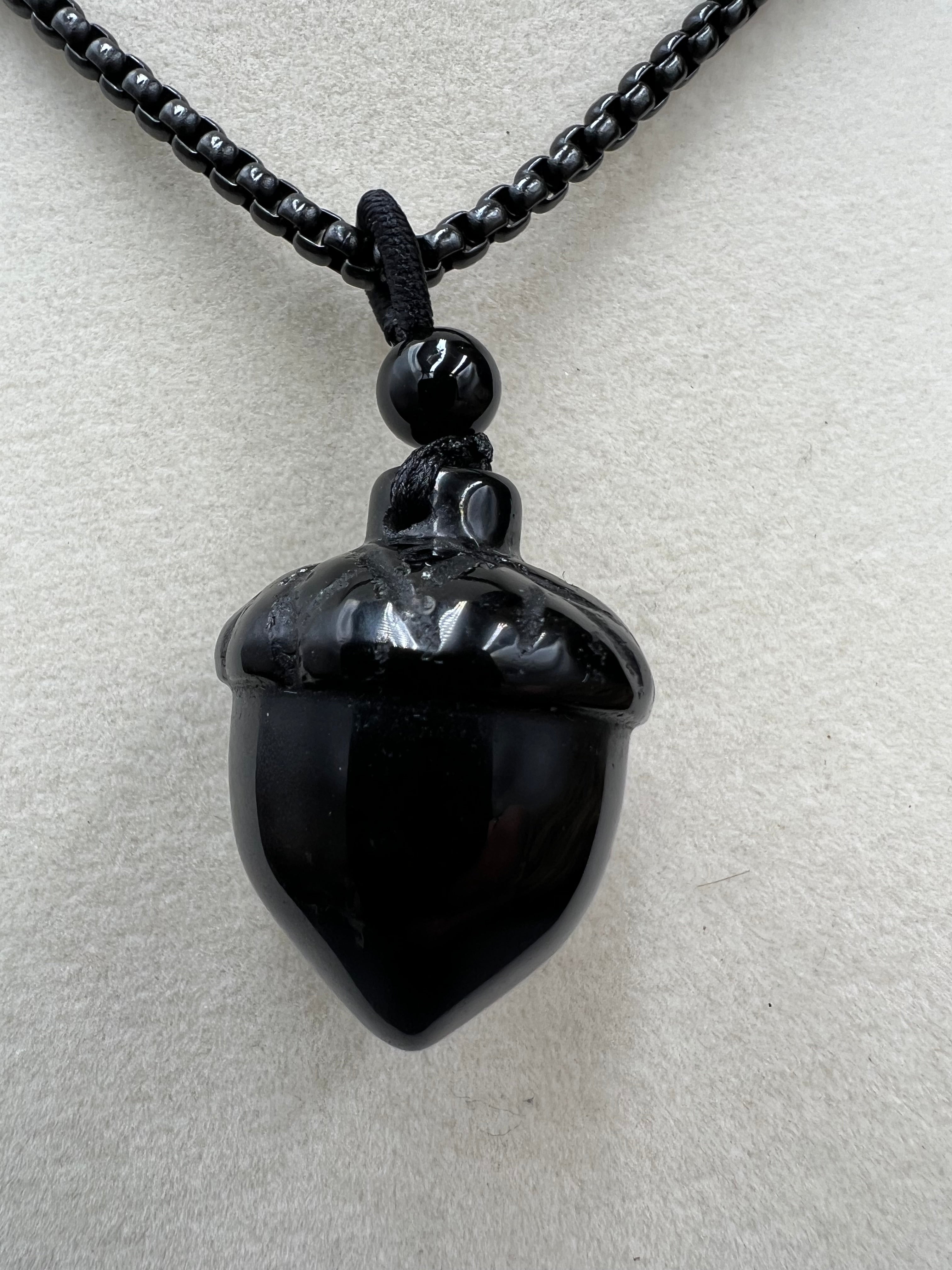 Stone Acorn Necklace- 25mm - Motif Metalworks