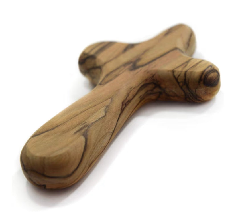 Olive Wood Holding Cross - Motif Metalworks