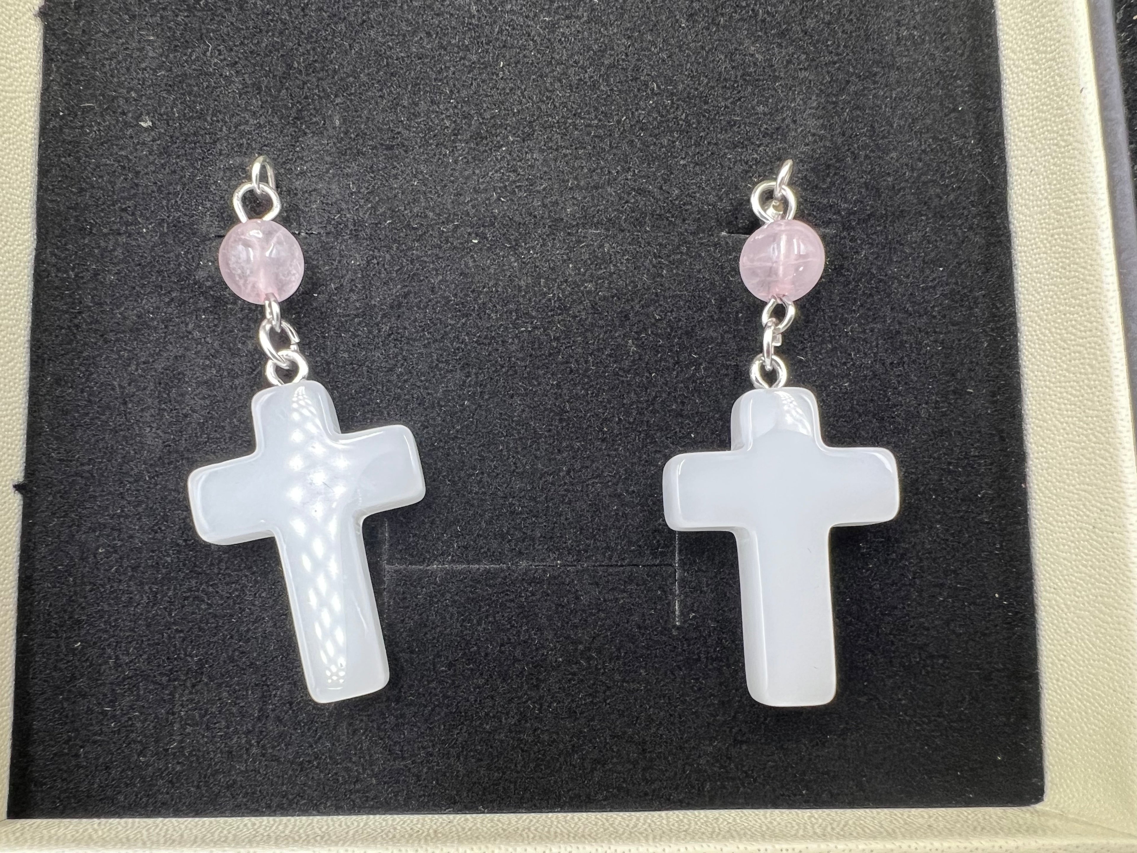 Stone Cross Gem Dangle Earrings
