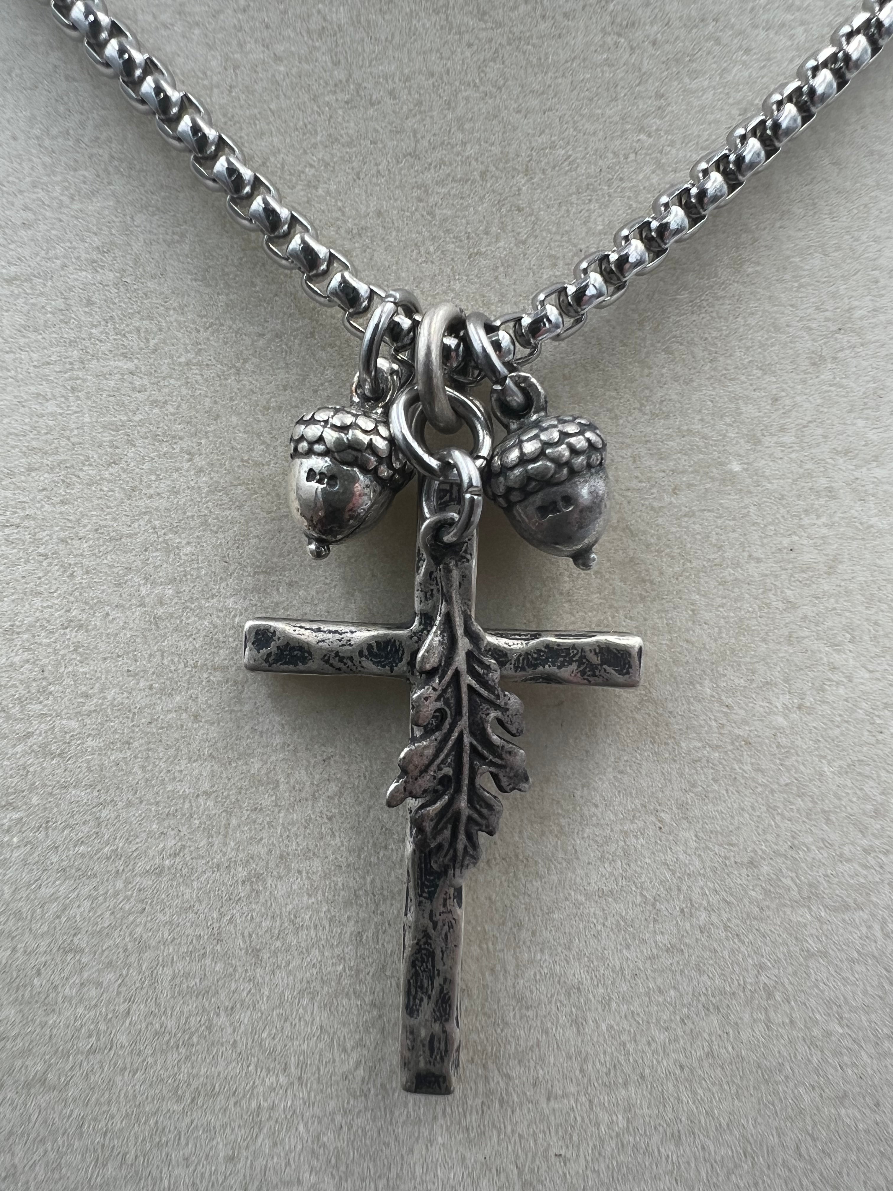 Hammered 925 Silver Cross Necklace - Motif Metalworks