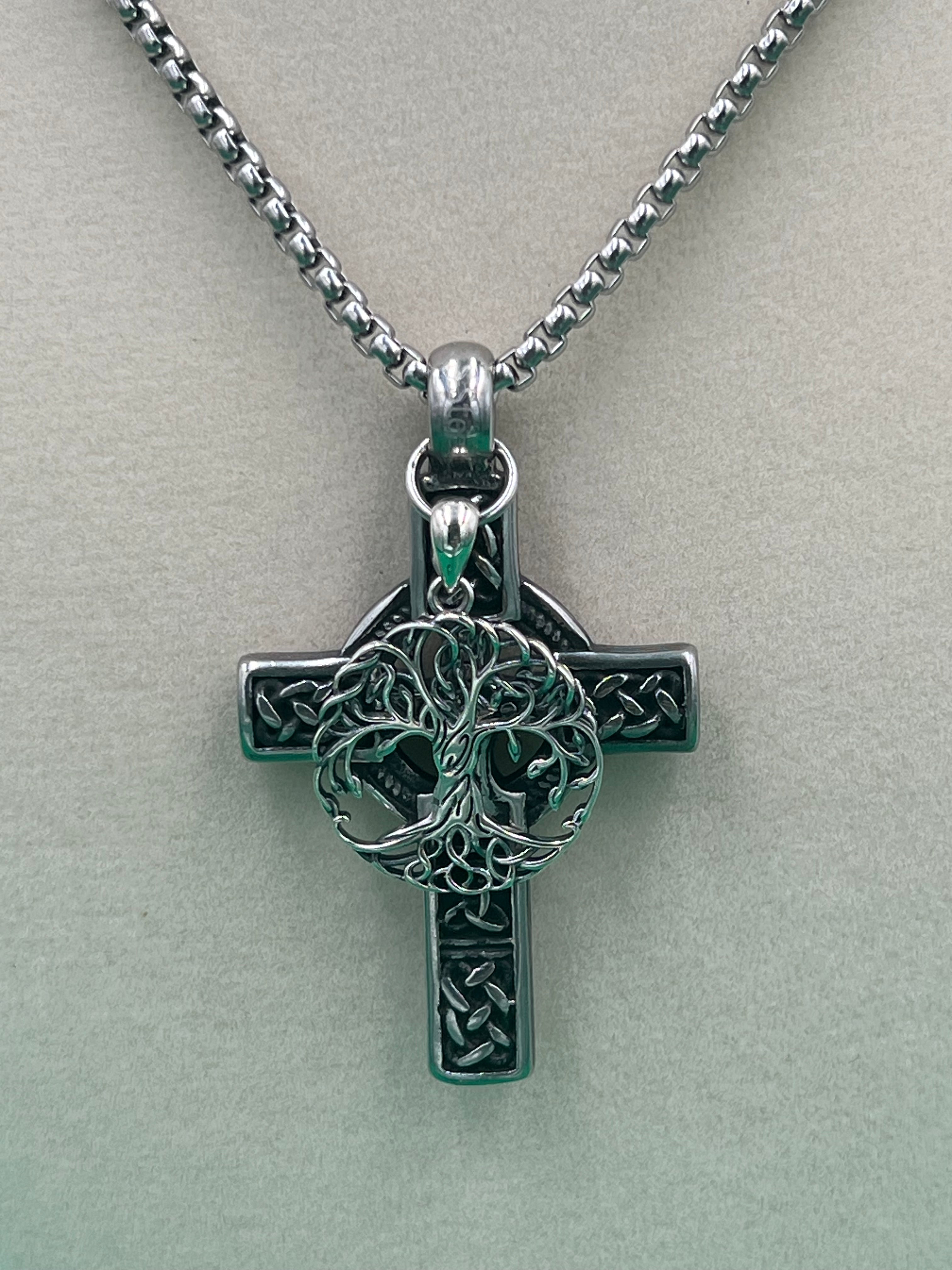 Celtic Grove - Cross & Tree of Life Necklace - Motif Metalworks