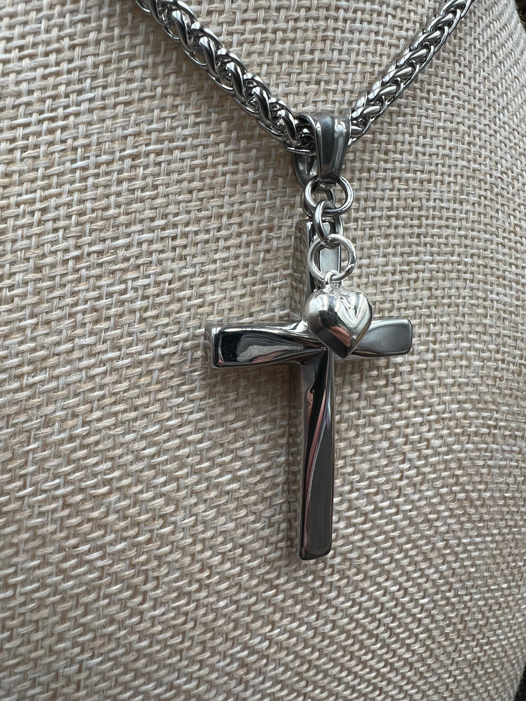 Legacy Cross & Heart Necklace - Motif Metalworks