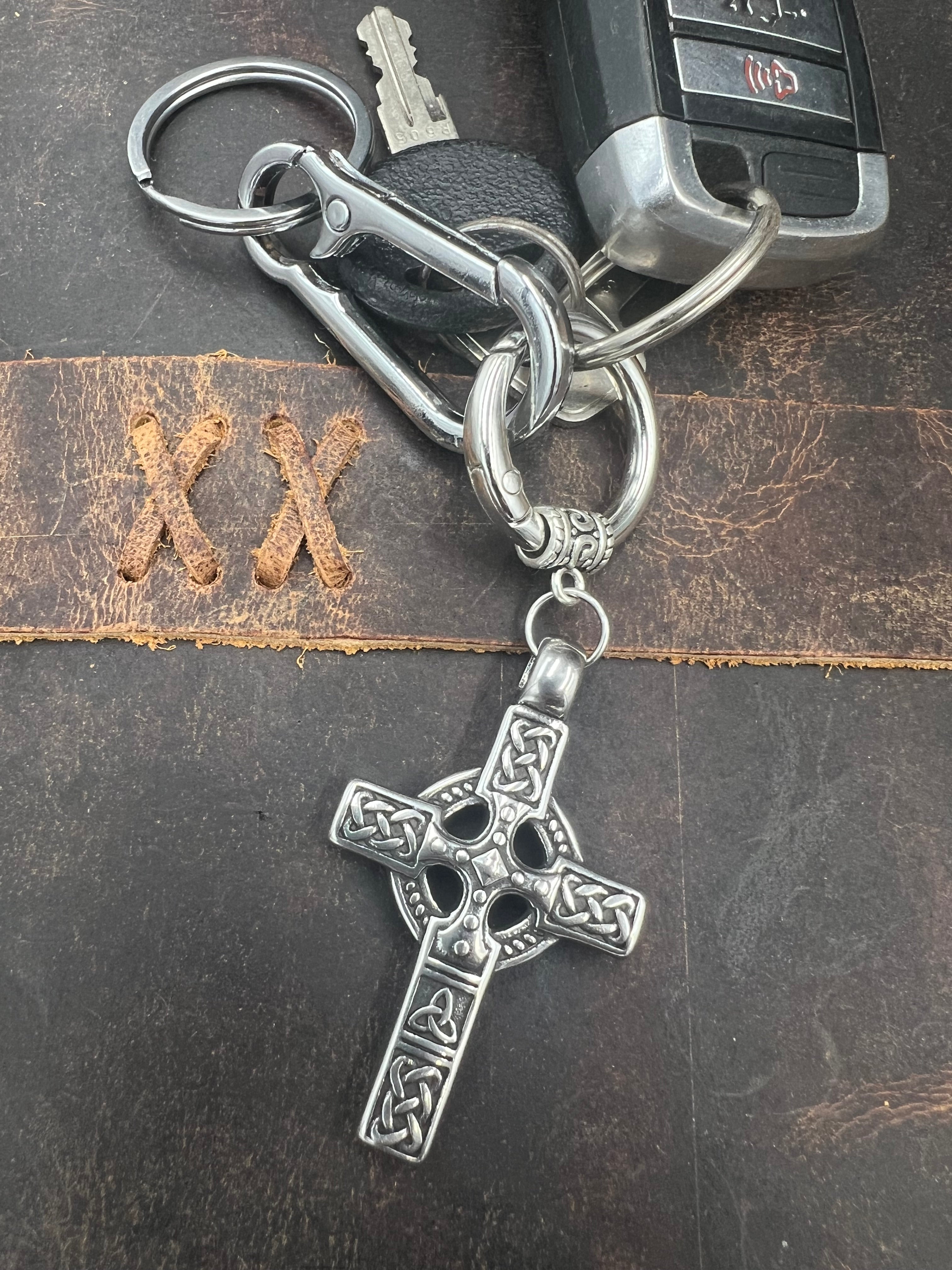 Celtic Cross Stainless Steel Keychain - Motif Metalworks