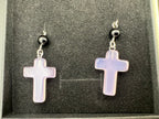 Stone Cross Gem Dangle Earrings