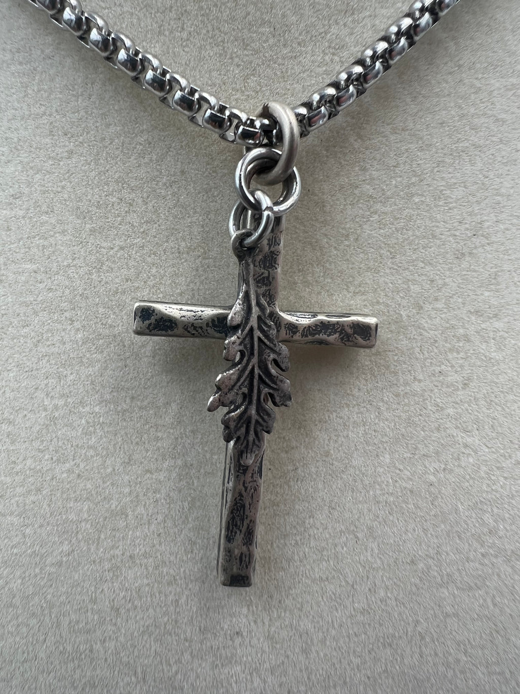 Hammered 925 Silver Cross Necklace - Motif Metalworks