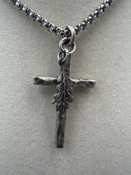 Hammered 925 Silver Cross Necklace - Motif Metalworks