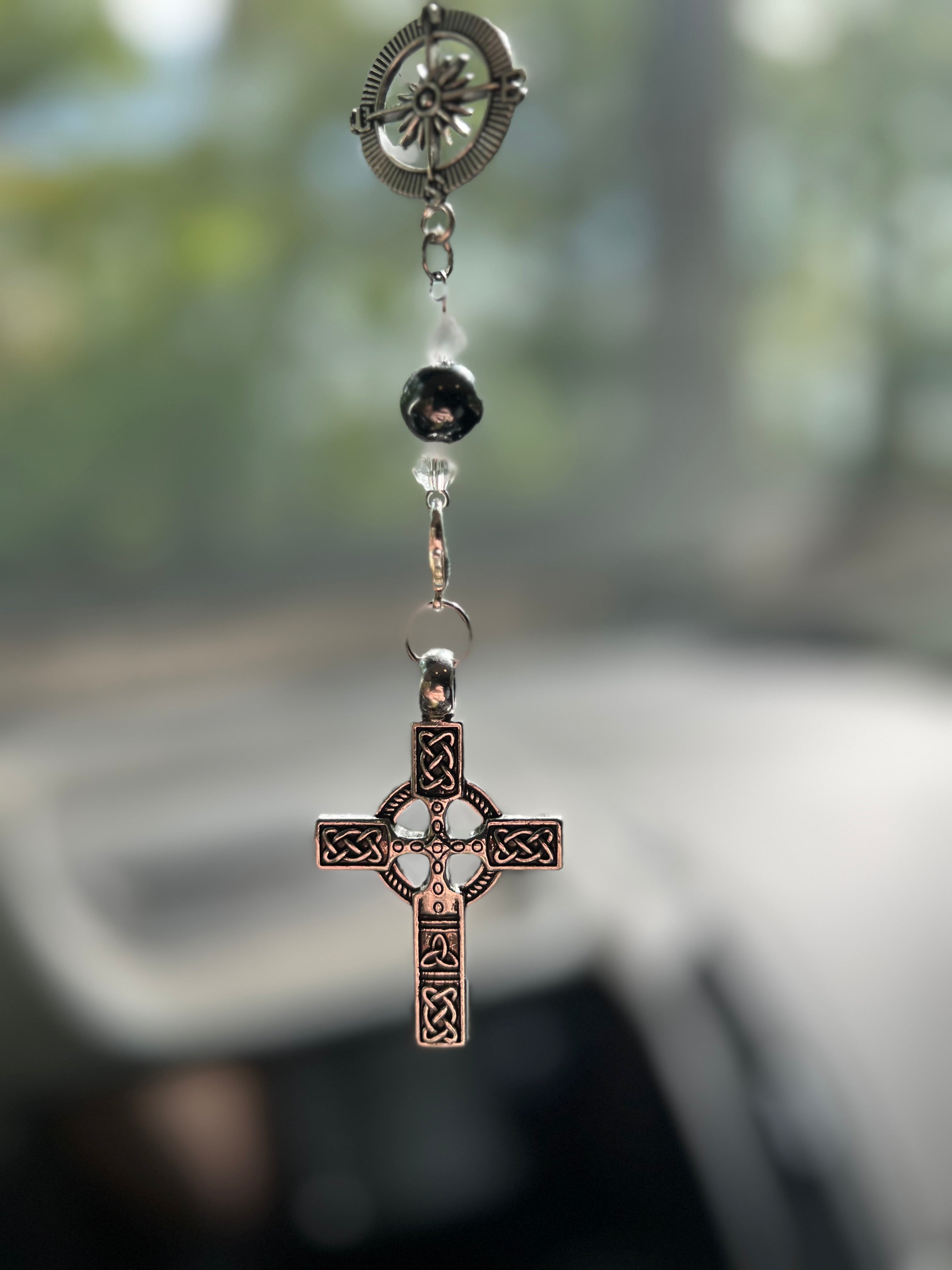 Celtic Cross Car Charm - Motif Metalworks
