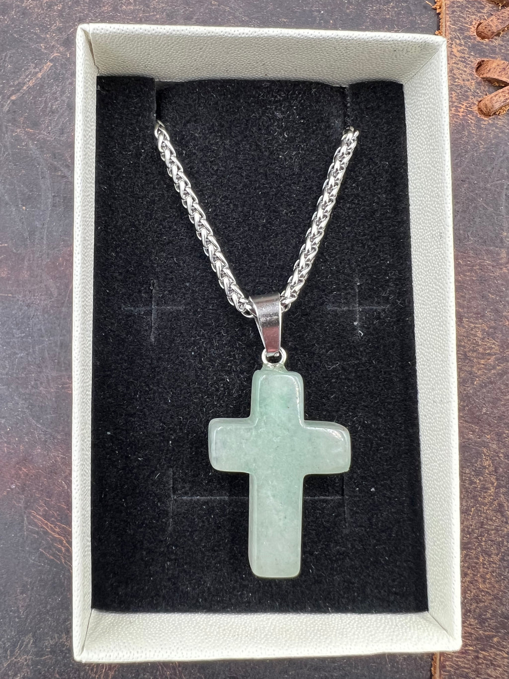 Stone Cross Pendant Necklace - 18-20mm