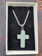Stone Cross Pendant Necklace - 18-20mm