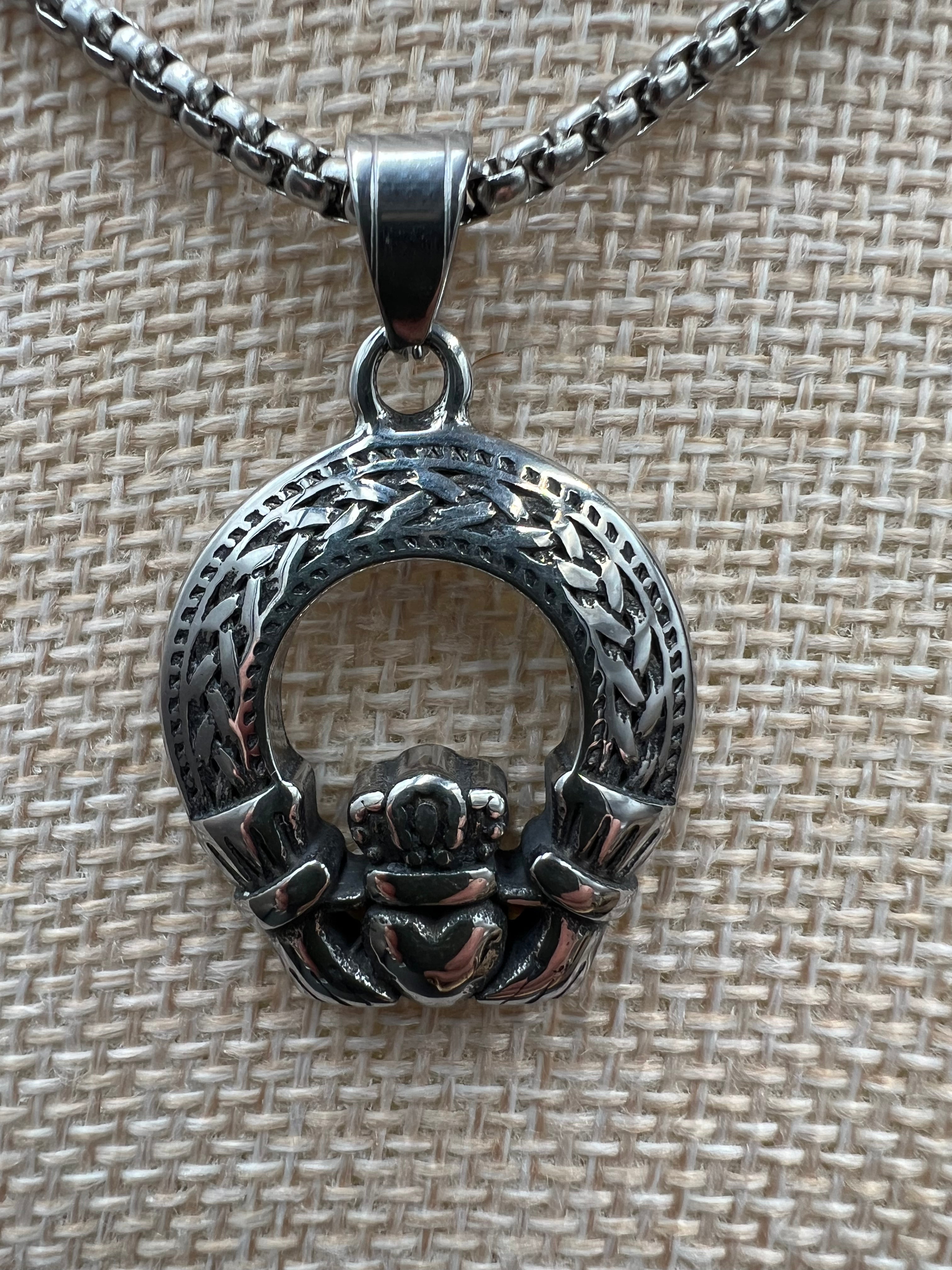 Claddagh Steel Pendant Necklace - Motif Metalworks