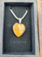 Stone Heart Pendant Necklace - 18-20mm
