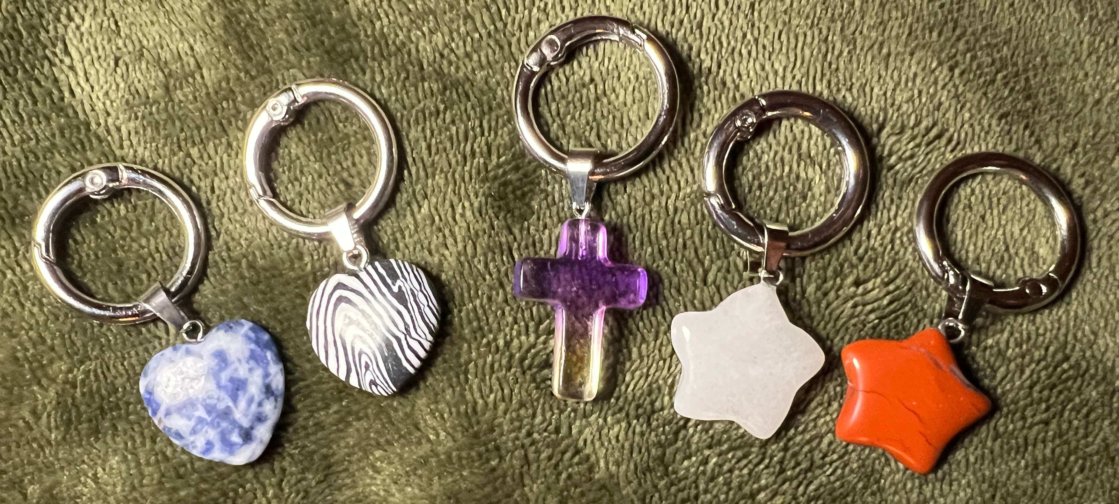 Stone Keychain / Zipper Pull - Assorted Charm Shapes