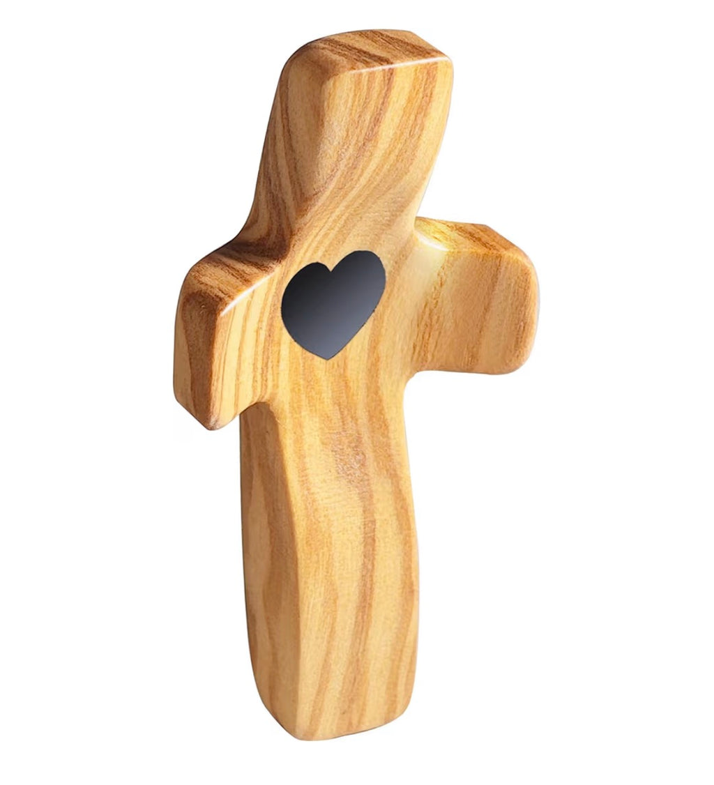 Wood Pocket Heart Cross - Motif Metalworks