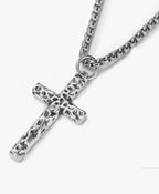 Hammered 925 Silver Cross Necklace - Motif Metalworks