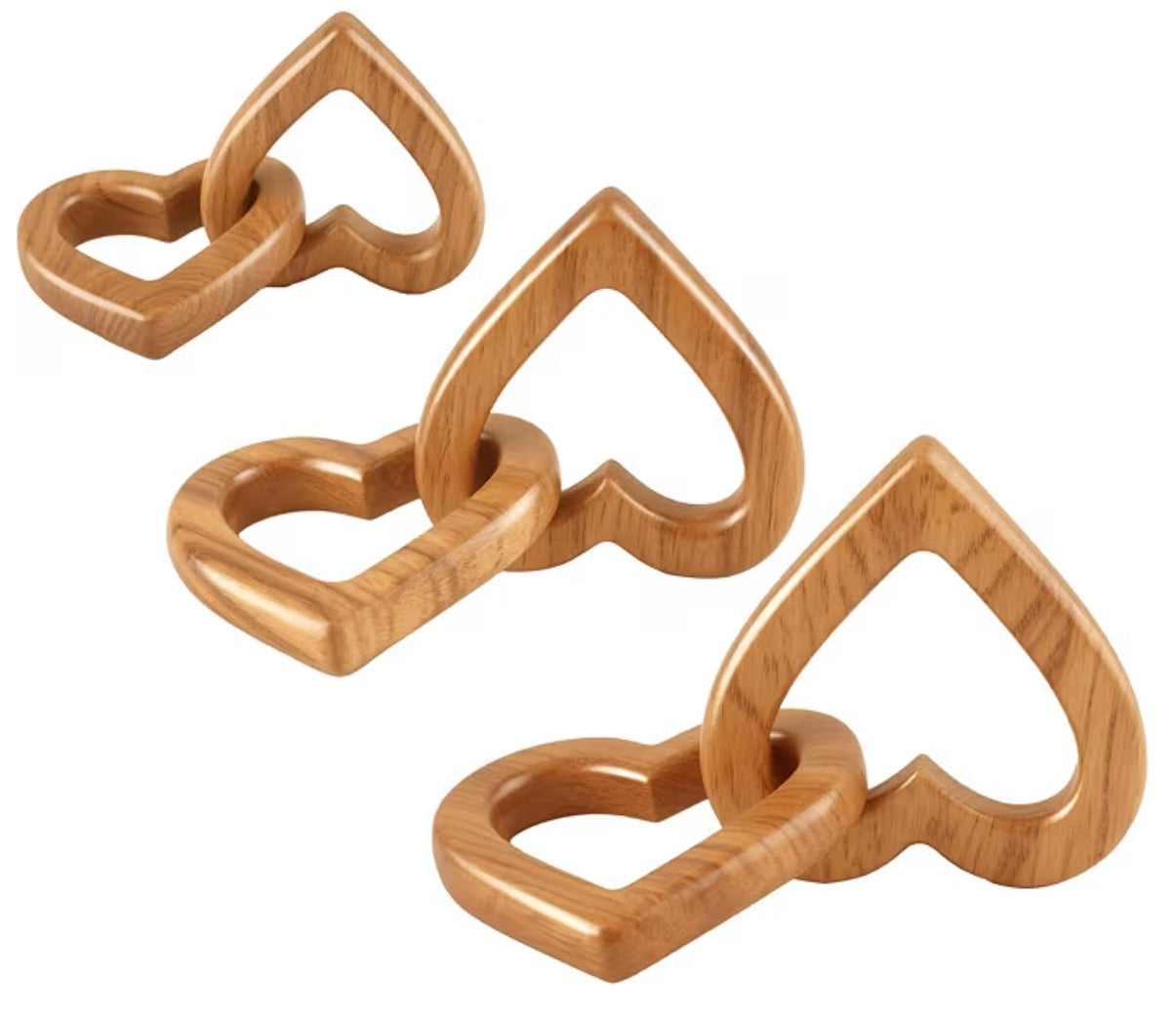 Olive Wood Interlocking Hearts