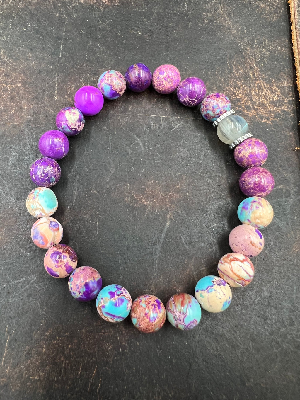 Stone Bracelet - Moonstone/Sunstone - 8mm beads