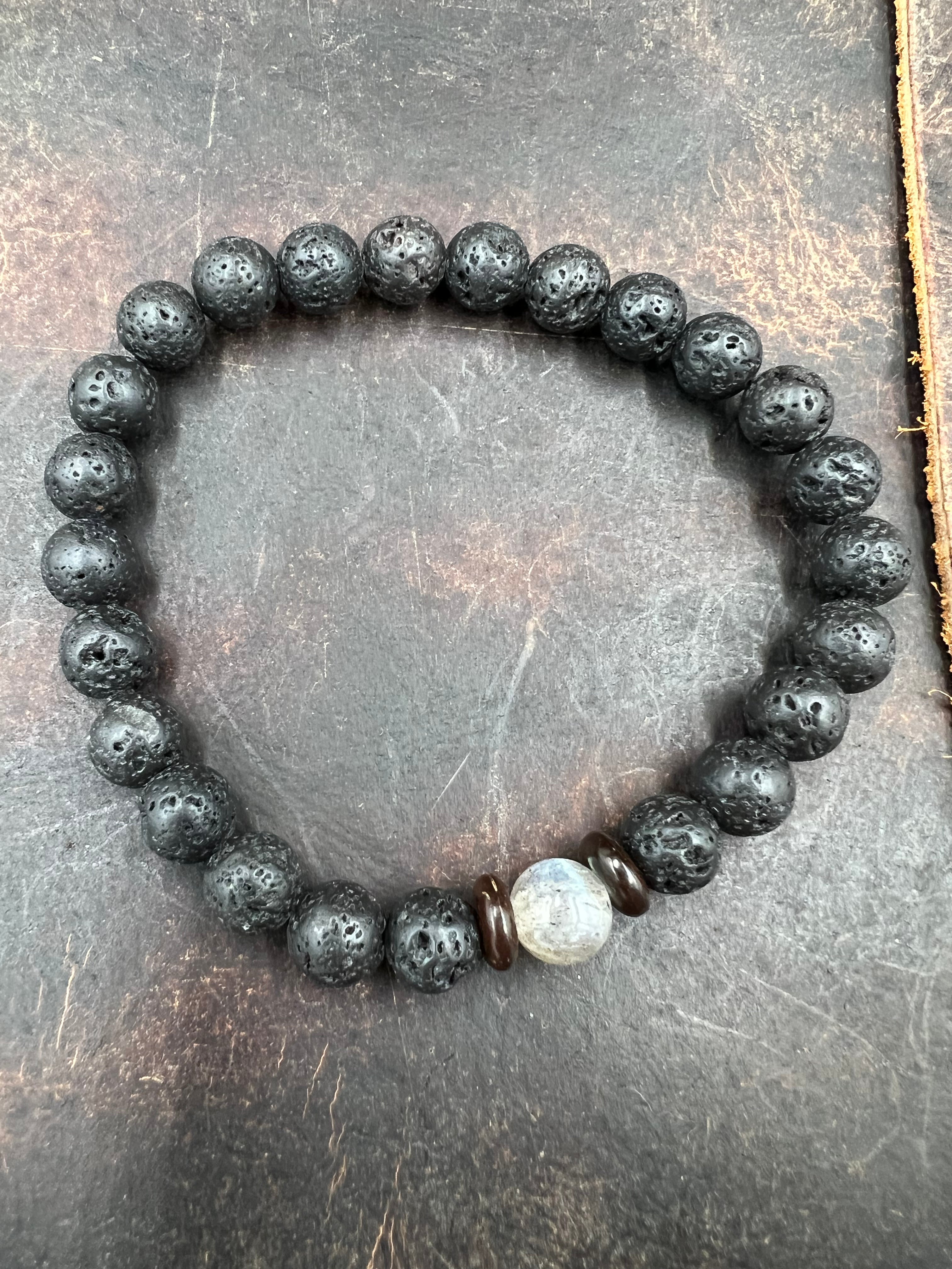 Stone Bracelet - Moonstone/Sunstone - 8mm beads