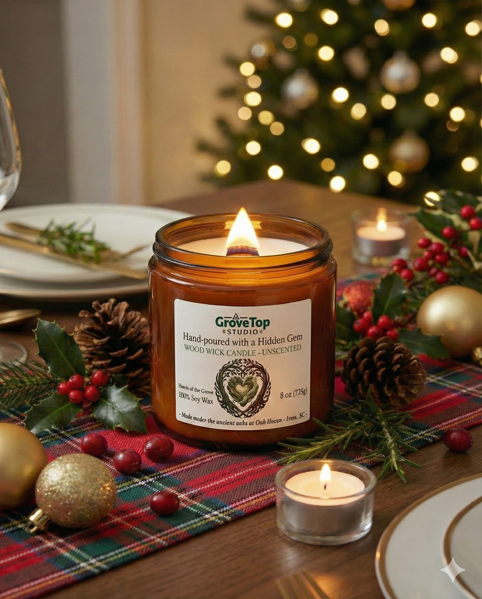 Hearts of the Grove Dinner Candle - Soy Candles with a Hidden Gem