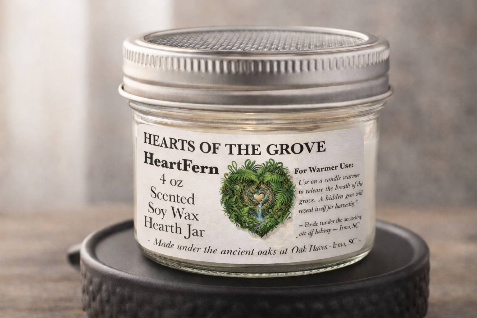 Hearth Jar™ – Flameless Scented Heart Jar (4 oz) - Motif Metalworks