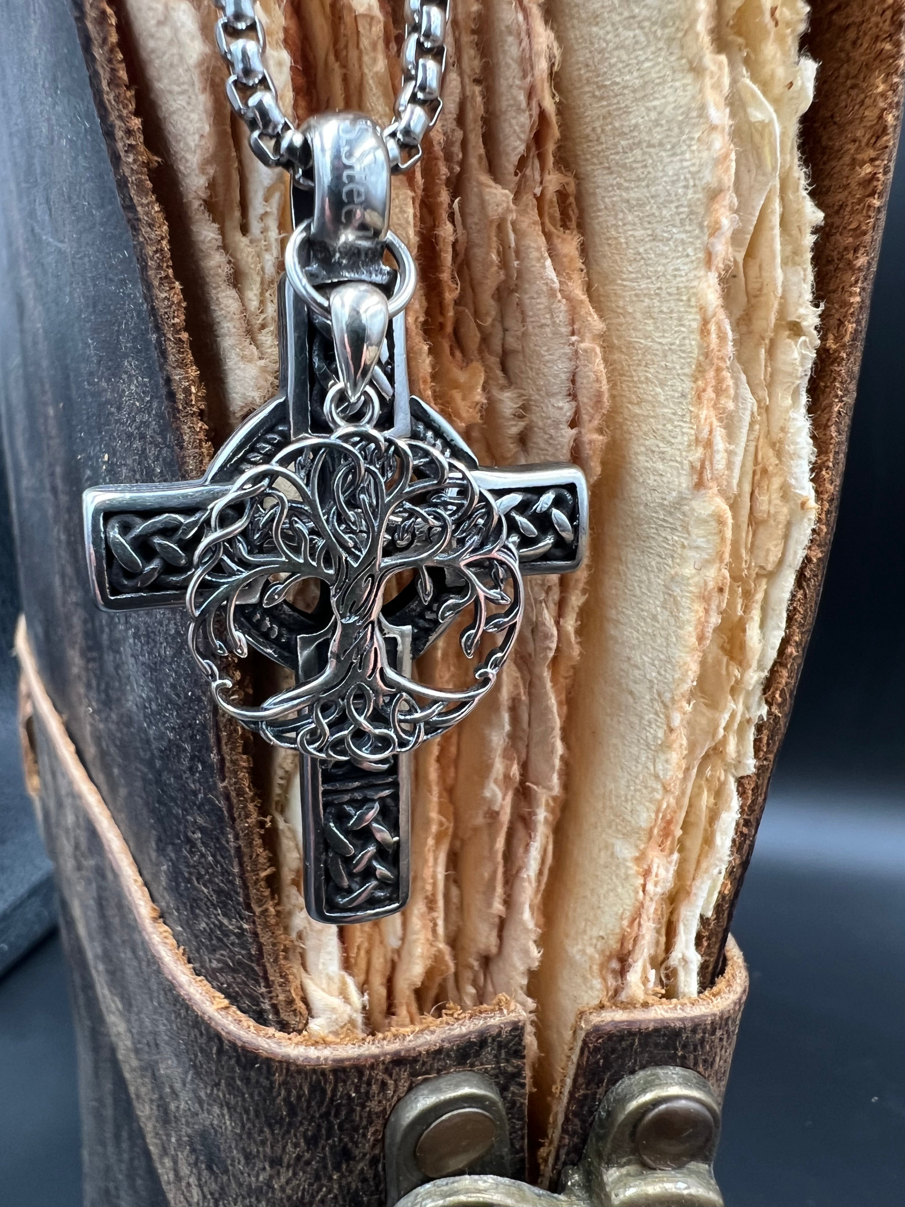 Celtic Grove - Cross & Tree of Life Necklace - Motif Metalworks