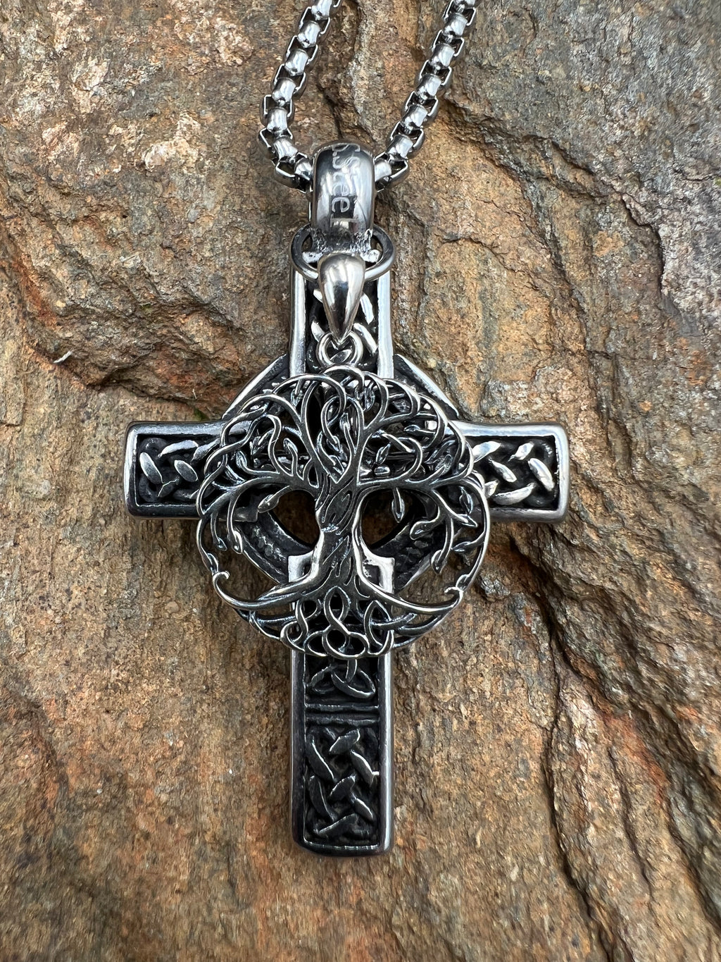 Celtic Grove - Cross & Tree of Life Necklace - Motif Metalworks