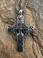 Celtic Grove - Cross & Tree of Life Necklace - Motif Metalworks