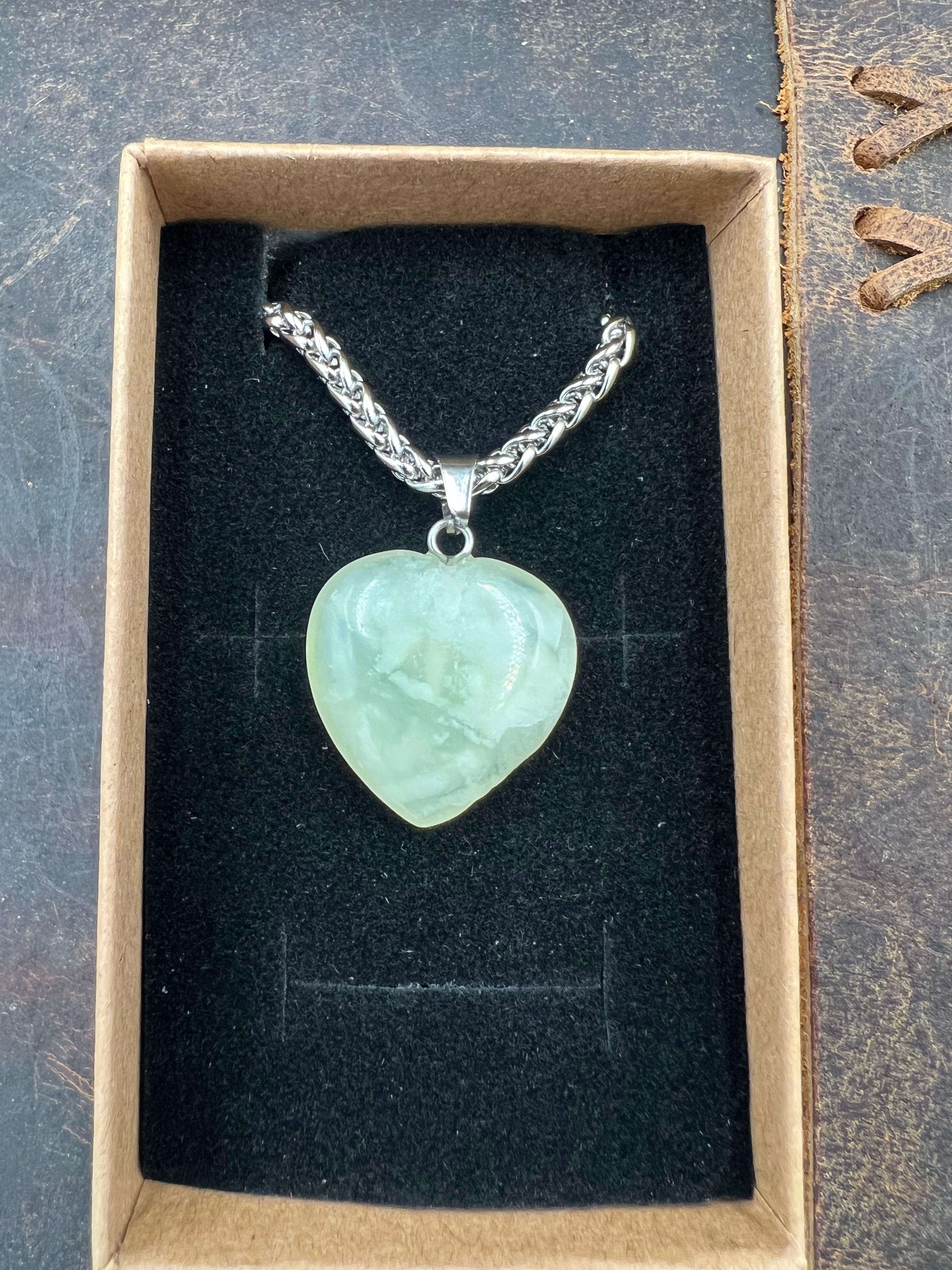 Stone Heart Pendant Necklace - 18-20mm
