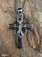 Celtic Fusion - Cross & Nautical Anchor Necklace - Motif Metalworks
