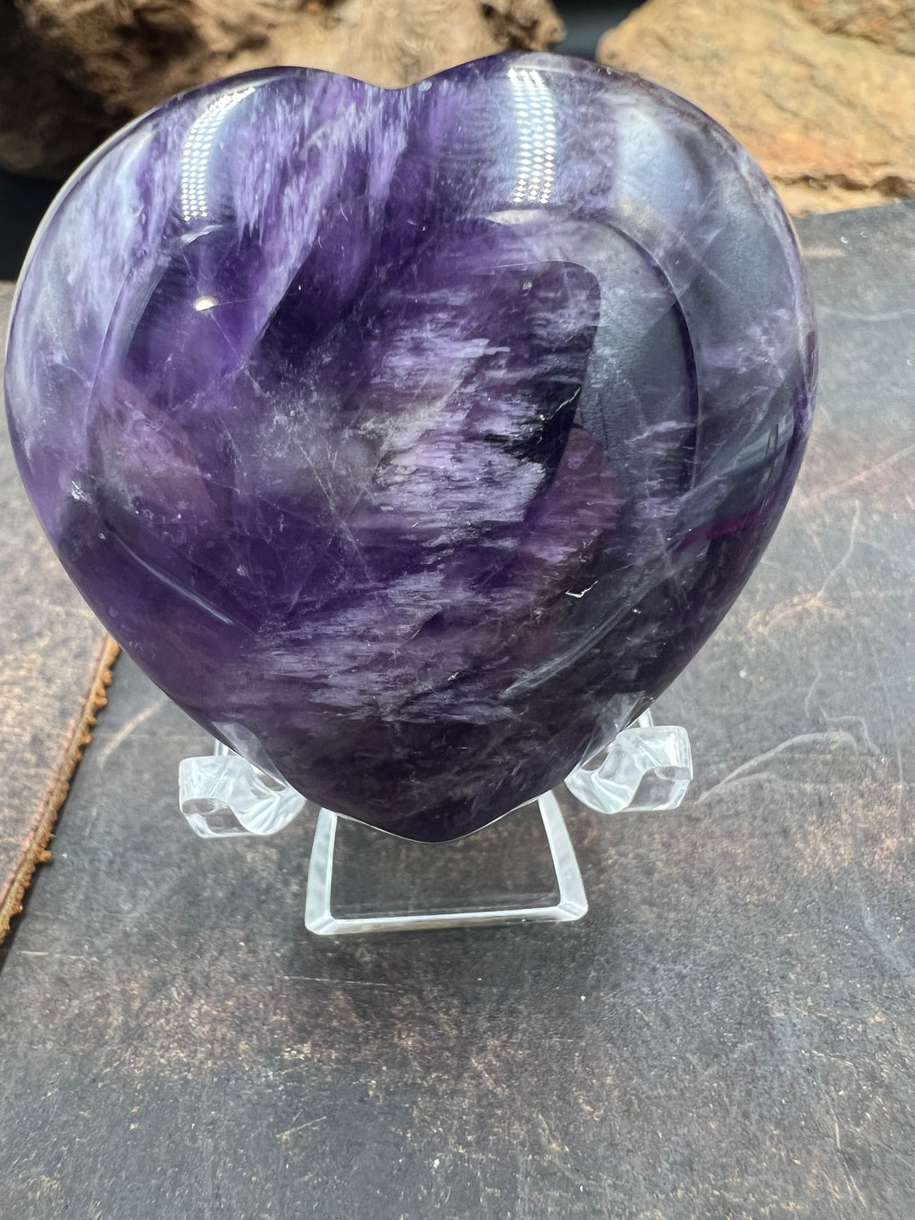 Stone Pocket Heart - 45mm with Display Stand