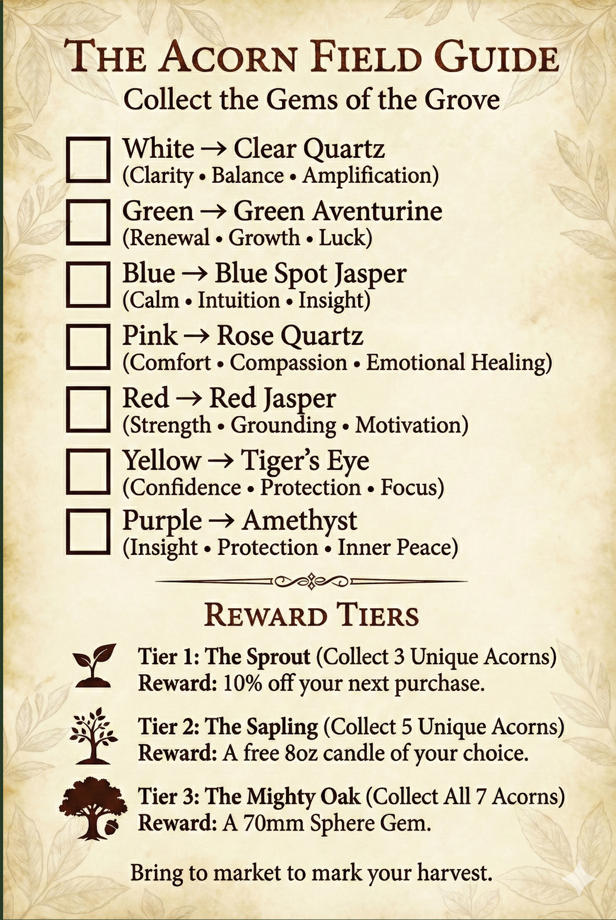 Acorns of the Grove Candle - Soy Candles with a Gem